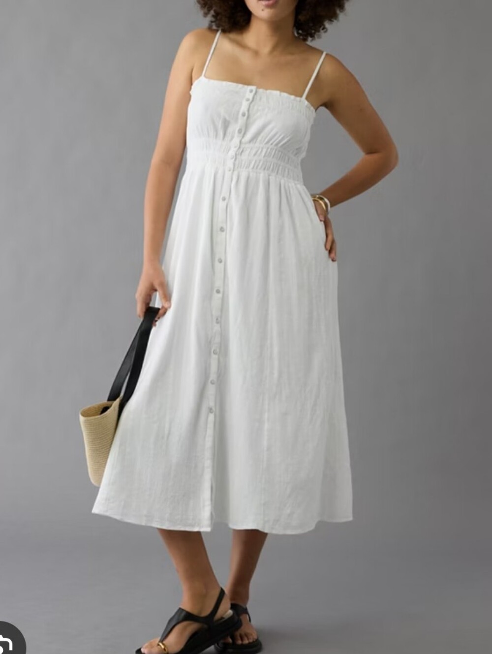 American Eagle Smocked Babydoll Midi Dress Size XL